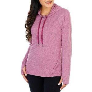Marika Fitted Pullover Hoodie Soft Lightweight Berry Spacedye Pockets Ladies XS